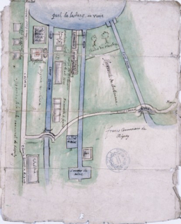 Plan non daté (avant 1647) de la forge du Moulin Martin. © Région Bourgogne-Franche-Comté, Inventaire du patrimoine