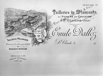Papier à en-tête des Ets Emile Dalloz & Fils. © Région Bourgogne-Franche-Comté, Inventaire du patrimoine Papier à en-tête des Ets Emile Dalloz & Fils. © Région Bourgogne-Franche-Comté, Inventaire du patrimoine
