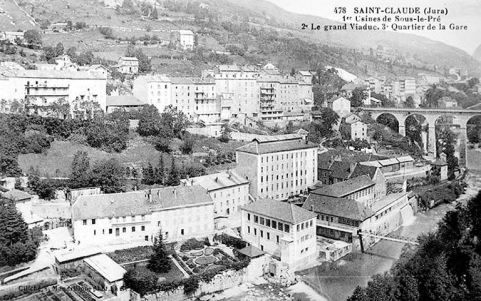Saint-Claude (Jura). 1er Usines de Sous-le-Pré. 2e Le grand Viaduc. 3e Quartier de la Gare. © Région Bourgogne-Franche-Comté, Inventaire du patrimoine Saint-Claude (Jura). 1er Usines de Sous-le-Pré. 2e Le grand Viaduc. 3e Quartier de la Gare. © Région Bourgogne-Franche-Comté, Inventaire du patrimoine