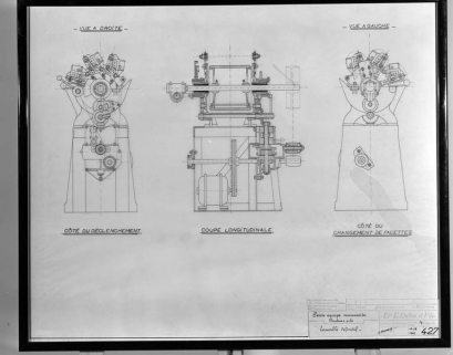 Petite équipe [à] marcassite. Machine à polir. Ensemble définitif, coupe et élévations. © Région Bourgogne-Franche-Comté, Inventaire du patrimoine