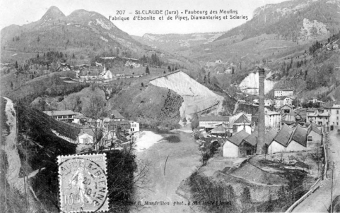 St-Claude (Jura) - Faubourg des Moulins. Fabrique d'Ebonite et de Pipes, Diamanteries et Scieries. © Région Bourgogne-Franche-Comté, Inventaire du patrimoine