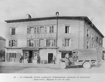 La Fraternelle, Société coopérative d'alimentation ; succursale de Septmoncel (Immeubles). (Magasin et cave de gros). © Région Bourgogne-Franche-Comté, Inventaire du patrimoine