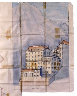 La Fraternelle. Coopérative. St Claude (Jura). Maison du Peuple [...] Vue perspective. © Région Bourgogne-Franche-Comté, Inventaire du patrimoine