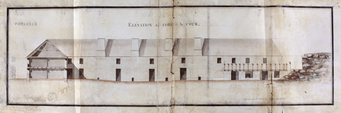 Elévation du côté de la cour. © Région Bourgogne-Franche-Comté, Inventaire du patrimoine