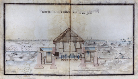 Profil de la forge sur la largeur. © Région Bourgogne-Franche-Comté, Inventaire du patrimoine