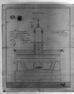 Production : Maître-Autel [projet d'autel-tabernacle-dais d'exposition]. © Région Bourgogne-Franche-Comté, Inventaire du patrimoine