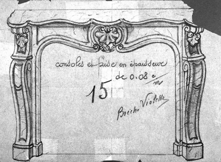 Production : projet de cheminée Louis XV. © Région Bourgogne-Franche-Comté, Inventaire du patrimoine