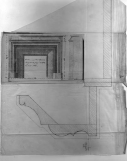 Production : projet de cheminée Louis XIII avec coupe d'un piédroit. © Région Bourgogne-Franche-Comté, Inventaire du patrimoine