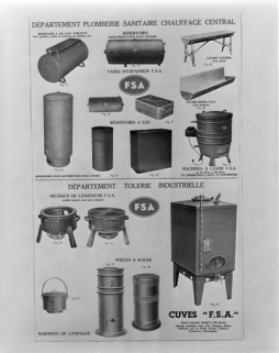 Partie droite de l'affiche : département plomberie-sanitaire-chauffage central et tôlerie industrielle. © Région Bourgogne-Franche-Comté, Inventaire du patrimoine