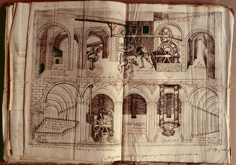 Coupe du puits à Gré montrant le système d'élévation des eaux. © Région Bourgogne-Franche-Comté, Inventaire du patrimoine Coupe du puits à Gré montrant le système d'élévation des eaux. © Région Bourgogne-Franche-Comté, Inventaire du patrimoine