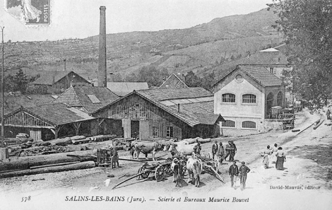 Salins-les-Bains (Jura). - Scierie et Bureaux Maurice Bouvet. Datation : porte la date 13 juillet 1909 ; Datation : après 1903 (séparation au dos) © Région Bourgogne-Franche-Comté, Inventaire du patrimoine Salins-les-Bains (Jura). - Scierie et Bureaux Maurice Bouvet. Datation : porte la date 13 juillet 1909 ; Datation : après 1903 (séparation au dos) © Région Bourgogne-Franche-Comté, Inventaire du patrimoine