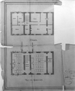 Commune de Choux. Ecoles mixte et enfantine. Projet [détail : plan du rez de chaussée et plan de l'étage]. © Région Bourgogne-Franche-Comté, Inventaire du patrimoine