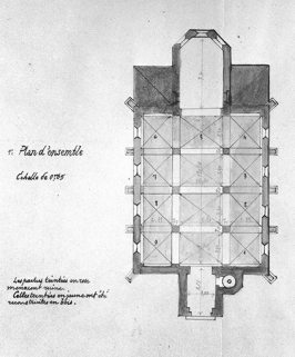 Commune de Haute Molune. Projet de reconstruction d'une partie des voûtes de l'église [détail du plan]. © Région Bourgogne-Franche-Comté, Inventaire du patrimoine