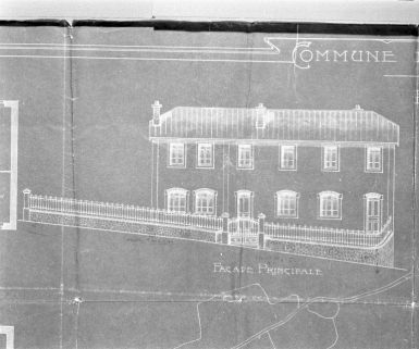 Commune de Choux. Ecoles mixte et enfantine. Projet. Détail du tirage de la façade principale. © Région Bourgogne-Franche-Comté, Inventaire du patrimoine Commune de Choux. Ecoles mixte et enfantine. Projet. Détail du tirage de la façade principale. © Région Bourgogne-Franche-Comté, Inventaire du patrimoine