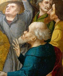 Face interne du volet droit : l'Ascension, détail : un apôtre (après restauration). © Région Bourgogne-Franche-Comté, Inventaire du patrimoine