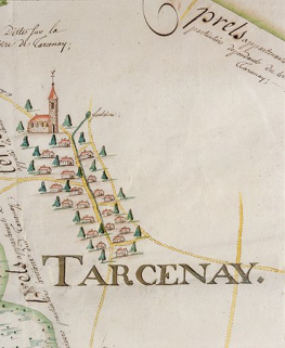 Plan géométrique de Tarcenay, 1769 : le village. © Région Bourgogne-Franche-Comté, Inventaire du patrimoine