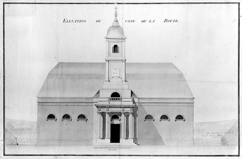 Elévation du côté de la route, 1813. © Région Bourgogne-Franche-Comté, Inventaire du patrimoine