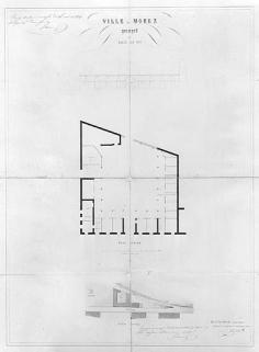 Ville de Morez. Projet de halle aux vins. Plan actuel, Plan visuel [et élévation de la façade sur la route royale], 1845. © Région Bourgogne-Franche-Comté, Inventaire du patrimoine