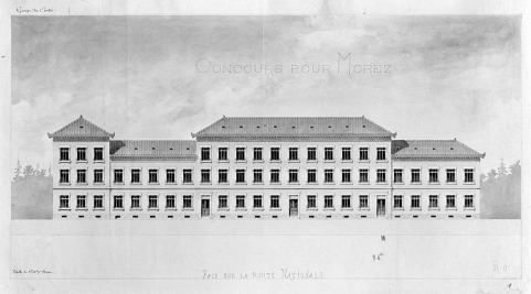 [Projet pour le groupe scolaire du Centre : projet n° 11]. Face sur la Route Nationale, 1879. © Région Bourgogne-Franche-Comté, Inventaire du patrimoine