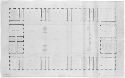 [Projet pour le groupe scolaire du Centre : projet n° 11]. Plan du Rez-de-Chaussée, 1879. © Région Bourgogne-Franche-Comté, Inventaire du patrimoine