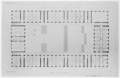[Projet pour le groupe scolaire du Centre : projet n° 11]. Plan du 1er Etage, 1879. © Région Bourgogne-Franche-Comté, Inventaire du patrimoine