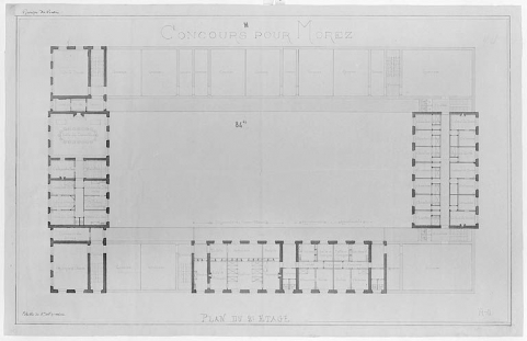 [Projet pour le groupe scolaire du Centre : projet n° 11]. Plan du 2e Etage, 1879. © Région Bourgogne-Franche-Comté, Inventaire du patrimoine