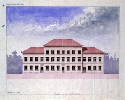 [Projet pour le groupe scolaire du Centre : projet n° 11]. Face latérale, 1879. © Région Bourgogne-Franche-Comté, Inventaire du patrimoine