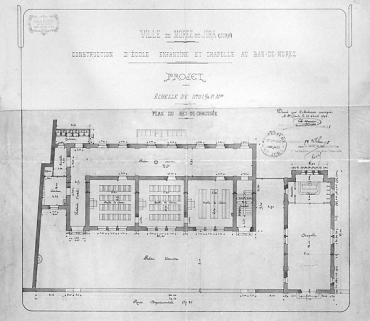 Construction d'école enfantine et chapelle au Bas-de-Morez. Projet. Plan du rez-de-chaussée, 1894. © Région Bourgogne-Franche-Comté, Inventaire du patrimoine