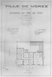 Ville de Morez. Construction d'un Hôtel des Postes. Plan de l'Etage, 1913. © Région Bourgogne-Franche-Comté, Inventaire du patrimoine
