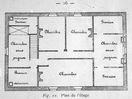 Plan de l'étage. © Région Bourgogne-Franche-Comté, Inventaire du patrimoine