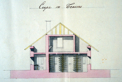 Plans des chalets [...] Coupe en Travers. © Région Bourgogne-Franche-Comté, Inventaire du patrimoine