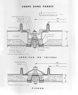 [Bâtiment à paroi inclinée au début des années 1960 : ] Coupe dans parois. © Région Bourgogne-Franche-Comté, Inventaire du patrimoine