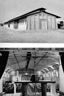 Bâtiment à paroi inclinée à usage d'église (non localisé) au début des années 1960. © Région Bourgogne-Franche-Comté, Inventaire du patrimoine