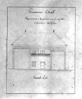 Commune d'Etival. Réparations à la maison d'Ecole des Filles [...] Façade est. © Région Bourgogne-Franche-Comté, Inventaire du patrimoine