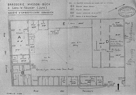 [Plan d'ensemble de la brasserie Masson-Bück à Lons-le-Saunier (Jura)]. © Région Bourgogne-Franche-Comté, Inventaire du patrimoine