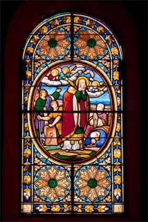 Baie 6 : saint Denis céphalophore. © Région Bourgogne-Franche-Comté, Inventaire du patrimoine