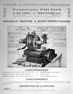 [Industrie lapidaire : ] Nouvelle machine à scier perfectionnée (recto d'une publicité). © Région Bourgogne-Franche-Comté, Inventaire du patrimoine