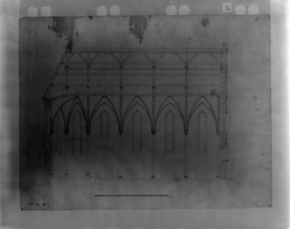 [Projet (?) de coupe longitudinale de la chapelle de Baudin]. © Région Bourgogne-Franche-Comté, Inventaire du patrimoine