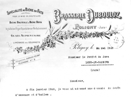 Papier à en-tête de la brasserie Dubouloz. © Région Bourgogne-Franche-Comté, Inventaire du patrimoine