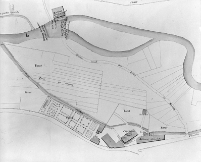 Plan des lieux. Révision du règlement d'eau de l'usine Parrot. © Région Bourgogne-Franche-Comté, Inventaire du patrimoine