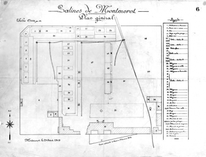 Saline de Montmorot. Plan général. © Région Bourgogne-Franche-Comté, Inventaire du patrimoine Saline de Montmorot. Plan général. © Région Bourgogne-Franche-Comté, Inventaire du patrimoine
