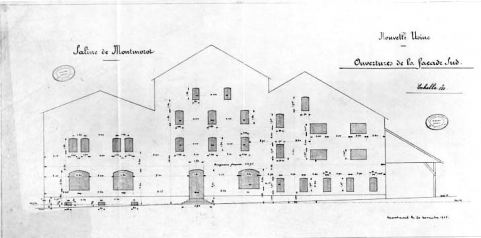 Saline de Montmorot. Nouvelle usine. Ouvertures de la façade sud. © Région Bourgogne-Franche-Comté, Inventaire du patrimoine Saline de Montmorot. Nouvelle usine. Ouvertures de la façade sud. © Région Bourgogne-Franche-Comté, Inventaire du patrimoine