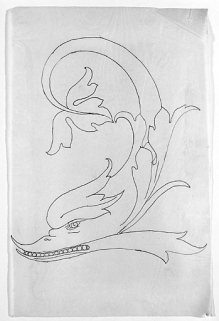 Modèle d'ornement mi-végétal mi-animal. © Région Bourgogne-Franche-Comté, Inventaire du patrimoine