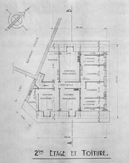 Plan du 2ème étage et de la toiture avant l'incendie de 1944. © Région Bourgogne-Franche-Comté, Inventaire du patrimoine