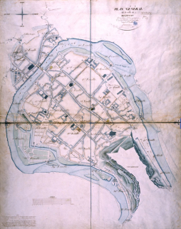 " Plan général de la ville de Besançon levé en 1815... pour les alignements de cette ville ". © Région Bourgogne-Franche-Comté, Inventaire du patrimoine