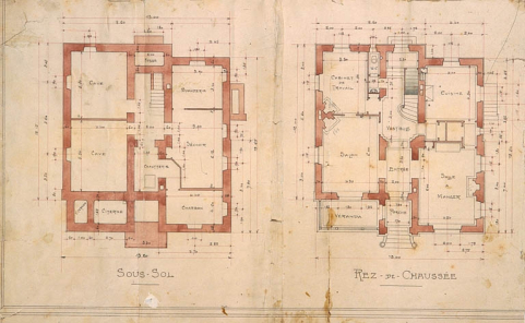 Villa L.N. Gauthier à Molinges [détails : plans du sous-sol et du rez-de-chaussée]. © Région Bourgogne-Franche-Comté, Inventaire du patrimoine