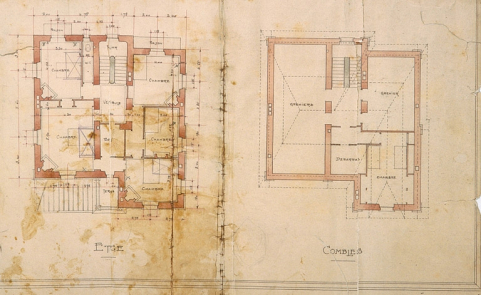 Villa L.N. Gauthier à Molinges [détails : plans de l'étage et du comble]. © Région Bourgogne-Franche-Comté, Inventaire du patrimoine