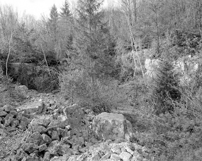 Carrière de Marignat, commune de Chassal : front de taille. © Région Bourgogne-Franche-Comté, Inventaire du patrimoine