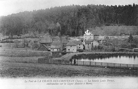 Le Pont de la Chaux-des-Crotenay (Jura). La Scierie Louis Pernet, embranchée sur la Ligne Andelot à Morez. © Région Bourgogne-Franche-Comté, Inventaire du patrimoine