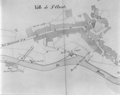 Rivière de Bienne dans la traversée de St-Claude. Délimitation de la partie de cette Rivière déclarée flottable. Plan d'ensemble [détail de la partie centrale à droite]. © Région Bourgogne-Franche-Comté, Inventaire du patrimoine